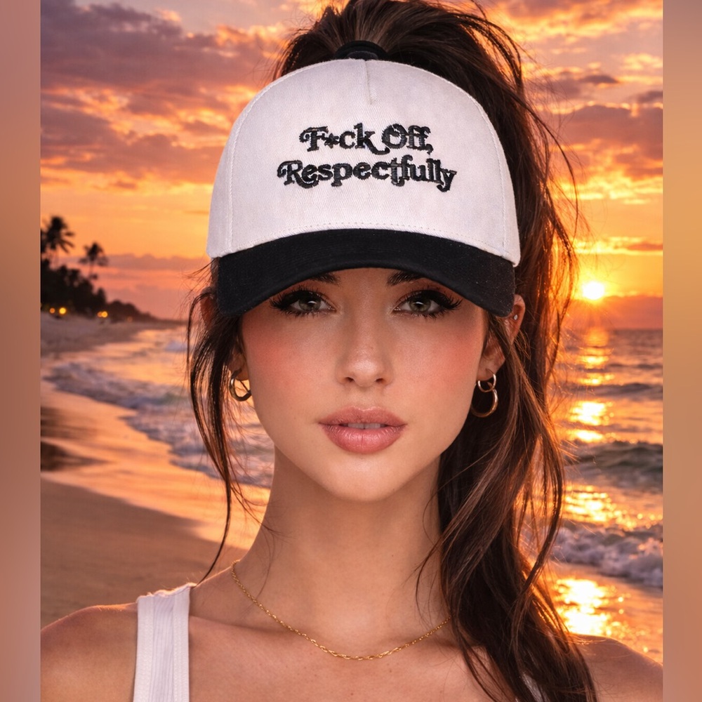 Women's F*CK OFF RESPECTFULLY
& SAVE WATER DRINK MARGS EMBROIDERED BASEBALL CAPS - Picture 3 of 9